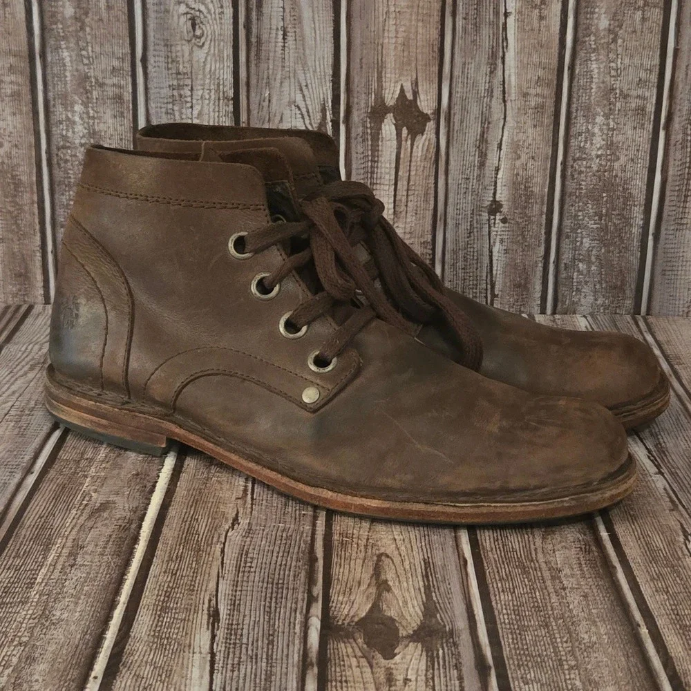 Sz 46 / 13 US Mens Fly London Brown Distressed Leather Lace Up Ankle Boots VGUC